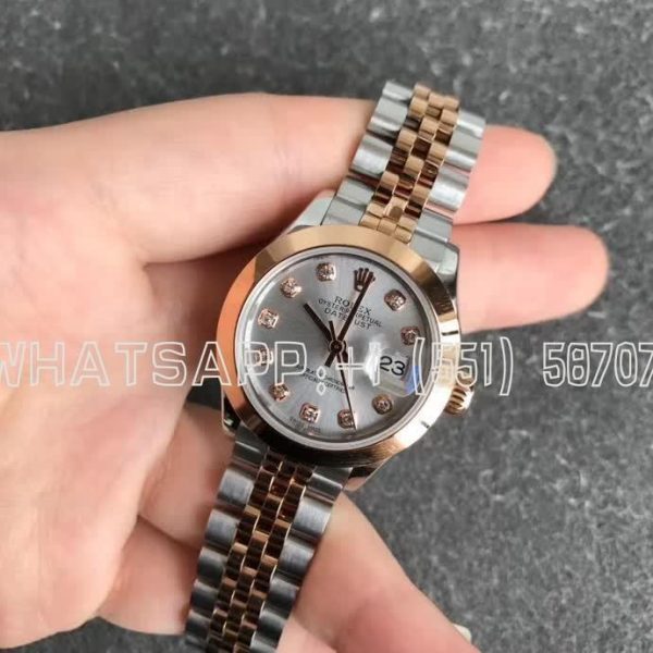 Rolex Datejust 28mm Stainless Steel & Rose Gold Silver and Diamond Dial GS Factory