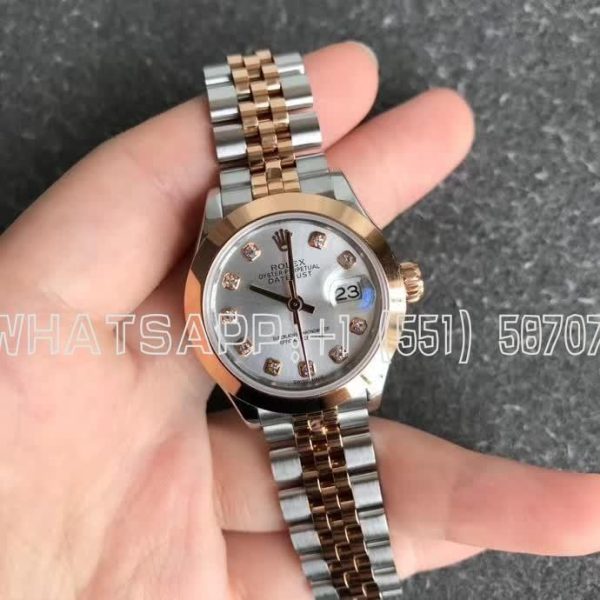 Rolex Datejust 28mm Stainless Steel & Rose Gold Silver and Diamond Dial GS Factory