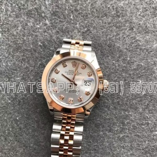 Rolex Datejust 28mm Stainless Steel & Rose Gold Silver and Diamond Dial GS Factory