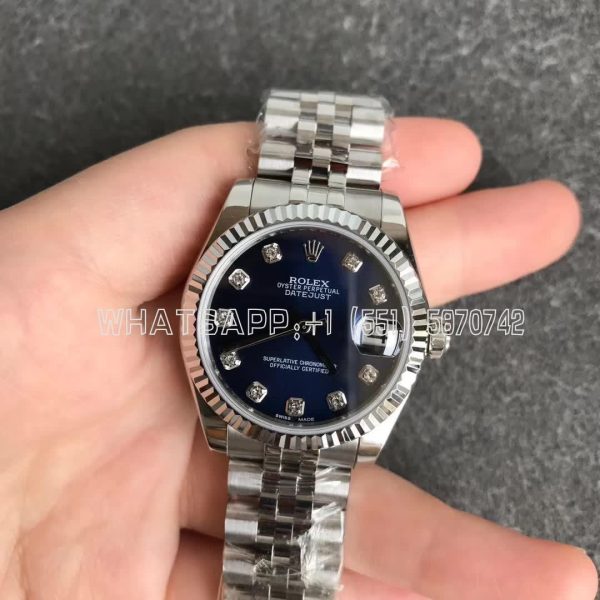 Rolex Datejust 31mm 178274 Blue Set Diamonds Dial Fluted Bezel Jubilee GS Factory