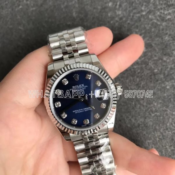 Rolex Datejust 31mm 178274 Blue Set Diamonds Dial Fluted Bezel Jubilee GS Factory