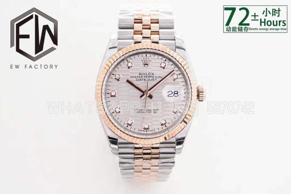 Rolex Datejust 36 126231 Silver Motif Dial with Stick Marker in Steel/Rose Gold in Jubilee EWF