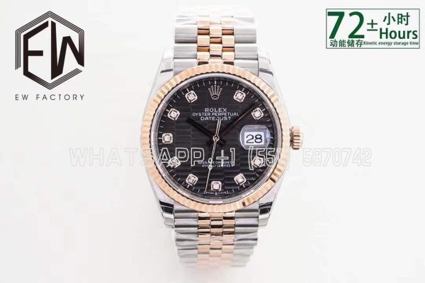 Rolex Datejust 36 126233 EWF Rose Gold & SS Black Dial Jubilee Bracelet Swiss 3235