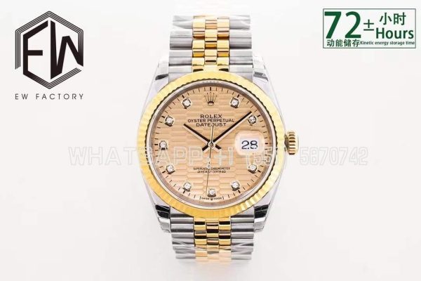 Rolex Datejust 36 126233 EWF Yellow Gold & SS Champagne Dial Jubilee Bracelet Swiss 3235