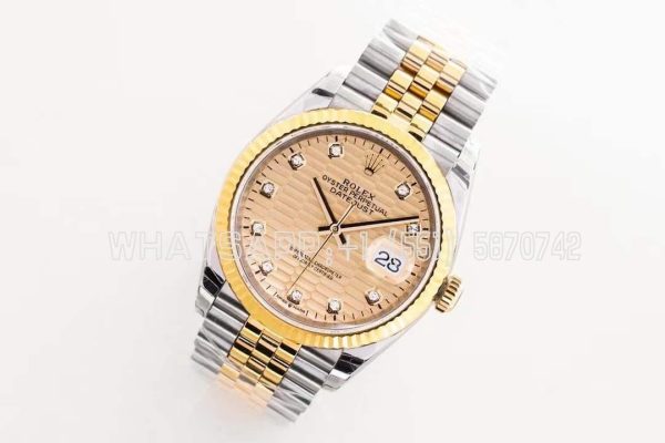 Rolex Datejust 36 126233 EWF Yellow Gold & SS Champagne Dial Jubilee Bracelet Swiss 3235