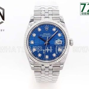 Rolex Datejust 36 126234 Blue Motif Dial with Diamond Marker in Steel in Jubilee EWF