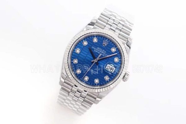 Rolex Datejust 36 126234 Blue Motif Dial with Diamond Marker in Steel in Jubilee EWF