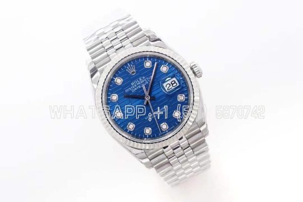 Rolex Datejust 36 126234 Blue Motif Dial with Diamond Marker in Steel in Jubilee EWF