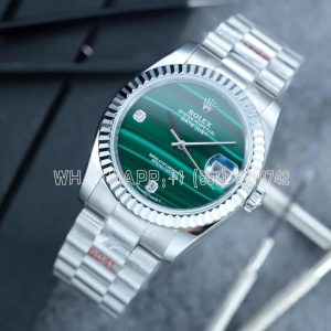 Rolex Datejust 36 904L Steel Case & Oyster Bracelet Green Malachite Dial Diamonds