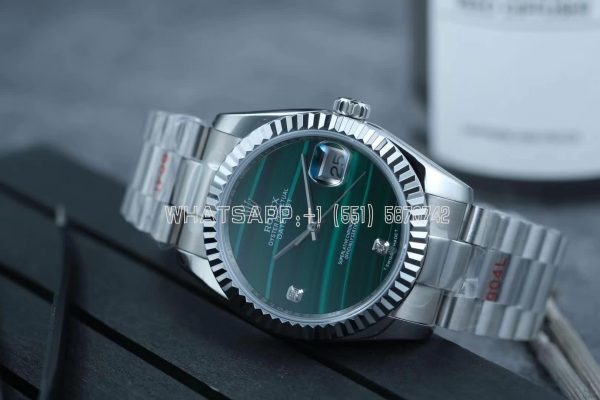 Rolex Datejust 36 904L Steel Case & Oyster Bracelet Green Malachite Dial Diamonds