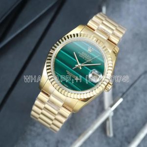 Rolex Datejust 36 Full Yellow Gold Bracelet Green Malachite Dial