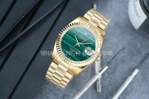 Rolex Datejust 36 Full Yellow Gold Bracelet Green Malachite Dial