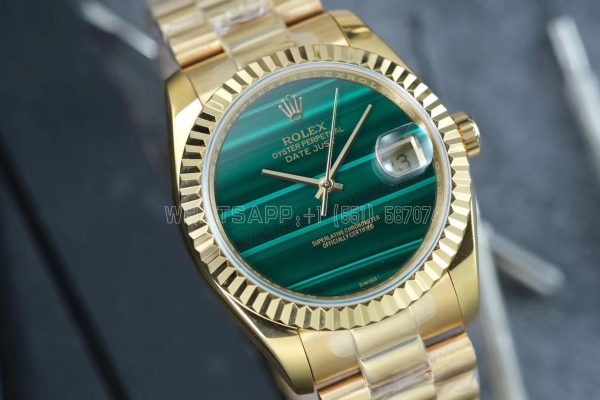 Rolex Datejust 36 Full Yellow Gold Bracelet Green Malachite Dial