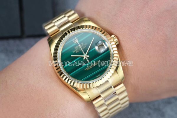 Rolex Datejust 36 Full Yellow Gold Bracelet Green Malachite Dial