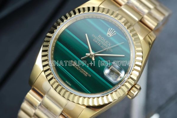 Rolex Datejust 36 Full Yellow Gold Bracelet Green Malachite Dial