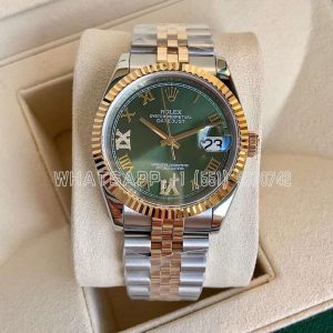 Rolex Datejust 36 Olive Green Roman Diamond Dial Jubilee 126233