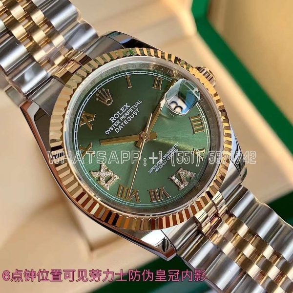 Rolex Datejust 36 Olive Green Roman Diamond Dial Jubilee 126233