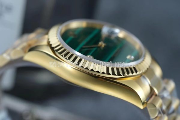 Rolex Datejust 36 Yellow Gold Bracelet Green Malachite Dial Diamonds