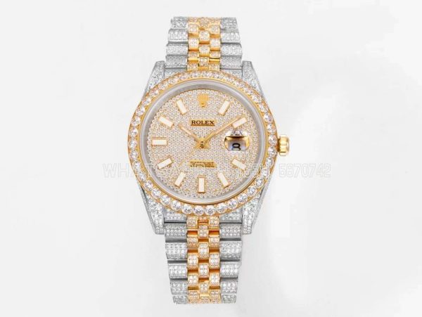 Rolex Datejust 41mm 1263341 Diamond Dial in Yellow Gold on diamond paved bezel