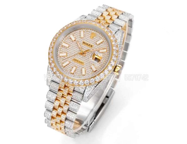 Rolex Datejust 41mm 1263341 Diamond Dial in Yellow Gold on diamond paved bezel