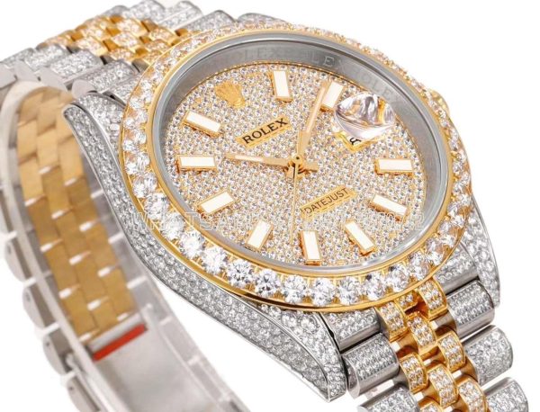 Rolex Datejust 41mm 1263341 Diamond Dial in Yellow Gold on diamond paved bezel