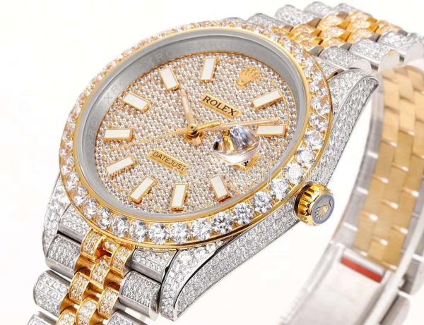 Rolex Datejust 41mm 1263341 Diamond Dial in Yellow Gold on diamond paved bezel