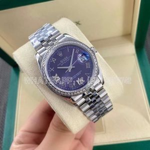 Rolex Datejust Purple Roman Numeral Dial Diamond Bezel 36mm 126284RBR