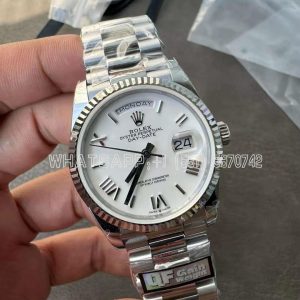 Rolex Day-Date 128239-0059 36mm 904L Roman Numerals White Dial Version QF Factory