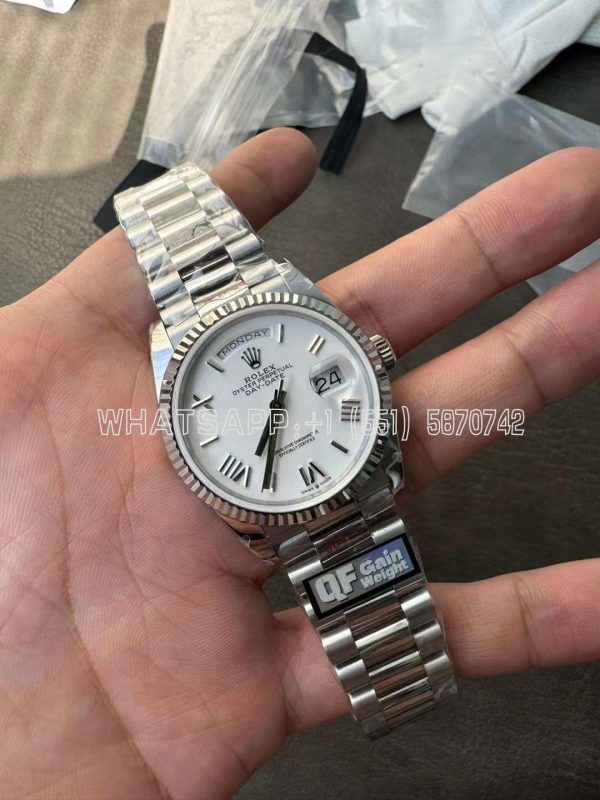 Rolex Day-Date 128239-0059 36mm 904L Roman Numerals White Dial Version QF Factory