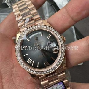 Rolex Day-Date 228238 40mm RG 904L Steel Grey Gradient Dial Gain Weight Diamond Bezel QF Factory