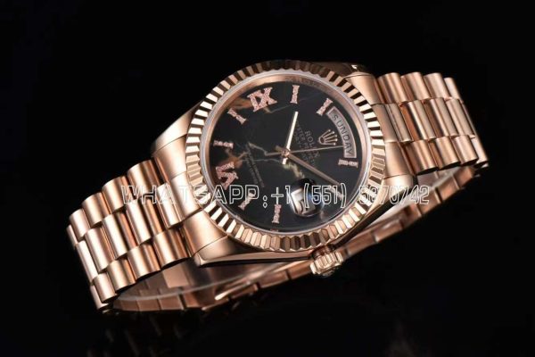 Rolex Day-Date 36 128235 Eisenkiesel (Quartz Stone) Diamond Roman Dial in Everose Gold