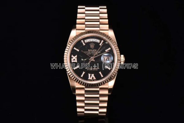 Rolex Day-Date 36 128235 Eisenkiesel (Quartz Stone) Diamond Roman Dial in Everose Gold CS Factory