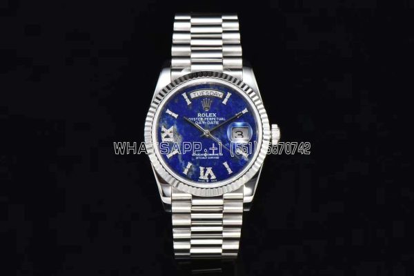 Rolex Day-Date 36 128236 Lapis Lazuli Diamond Roman Dial in stainless steels CS Factory