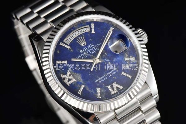 Rolex Day-Date 36 128236 Lapis Lazuli Diamond Roman Dial in stainless steels CS Factory