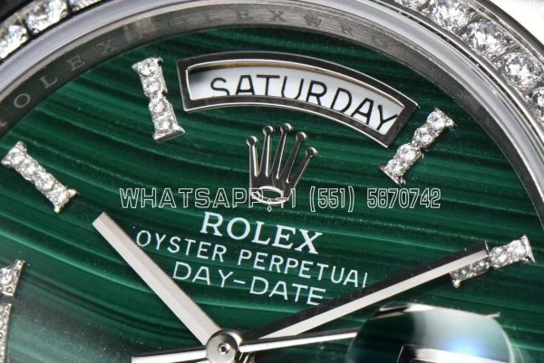 Rolex Day-Date 36 128236 Malachite Diamond Roman Dial and Diamond Bezel in stainless steels CS Factory