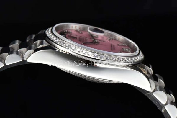 Rolex Day-Date 36 128236 Pink Opal Dial with Roman Marker and Diamond Bezel in stainless steels CS Factory