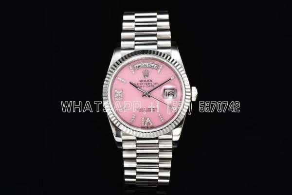 Rolex Day-Date 36 128236 Pink Opal Dial with Roman Marker in stainless steels CS Factory