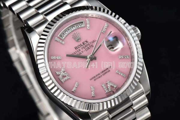 Rolex Day-Date 36 128236 Pink Opal Dial with Roman Marker in stainless steels CS Factory