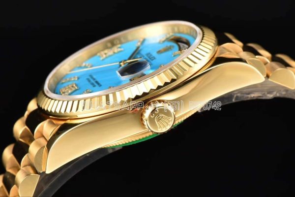 Rolex Day-Date 36 128238 Turquoise Diamond Roman Dial in Yellow Gold CS Factory