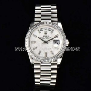 Rolex Day-Date 36 Meteorite Dial with Diamond Markers and Diamond Bezel in stainless steels CS Factory