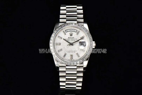 Rolex Day-Date 36 Meteorite Dial with Diamond Markers and Diamond Bezel in stainless steels CS Factory