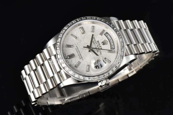 Rolex Day-Date 36 Meteorite Dial with Diamond Markers and Diamond Bezel in stainless steels CS Factory