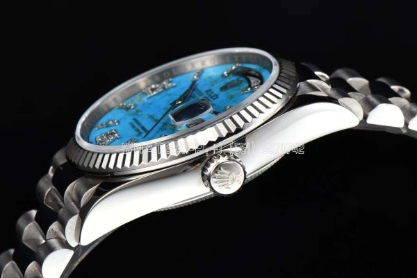 Rolex Day-Date 36 Turquoise Diamond Roman Dial Diamond Bezel in stainless steels CS Factory