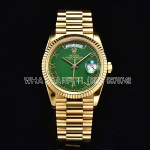 Rolex Day-Date 36mm Green Dial Roman Markers in Yellow Gold