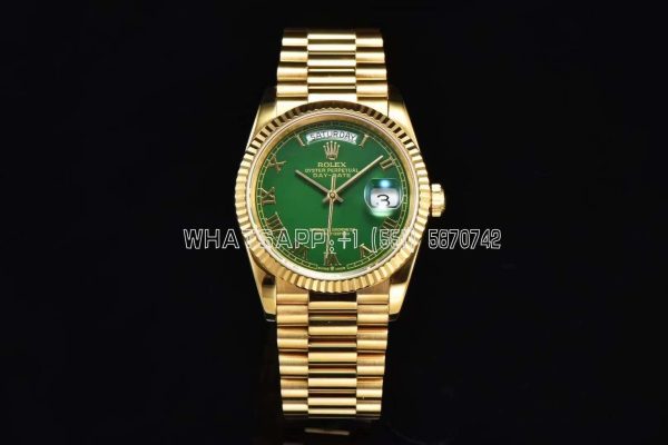 Rolex Day-Date 36mm Green Dial Roman Markers in Yellow Gold