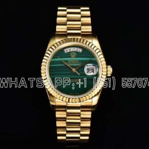 Rolex Day-Date 36mm Natural Malachite Dial in Yellow Gold