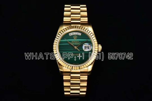 Rolex Day-Date 36mm Natural Malachite Dial in Yellow Gold