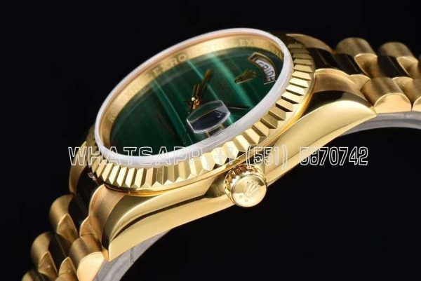 Rolex Day-Date 36mm Natural Malachite Dial in Yellow Gold