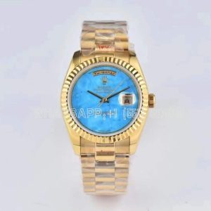 Rolex Day-Date 36mm Natural Turquoise Dial in Yellow Gold