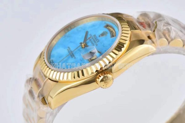 Rolex Day-Date 36mm Natural Turquoise Dial in Yellow Gold